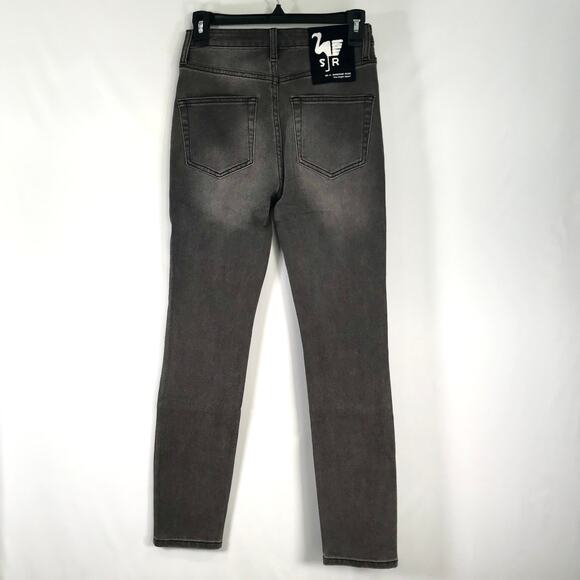 Free People Sandrine Rose Jeans 25 Charcoal Skinny Distressed Punk Grunge Rock - Picture 2 of 6